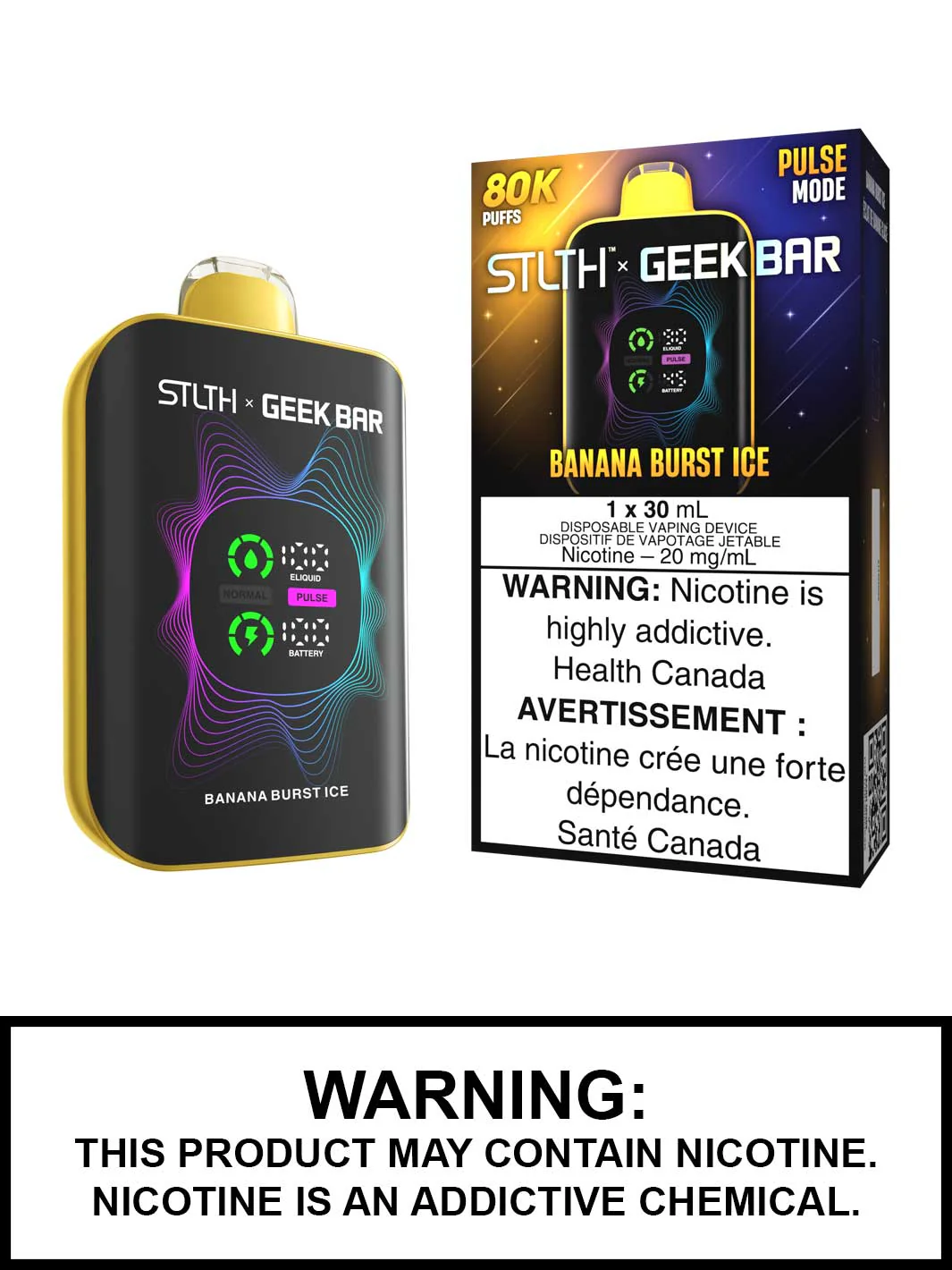Banana-Burst-Ice-STLTH-x-Geek-Bar-Disposable-Vape-Geekbar-Pulse-Canada-KroniclezVape